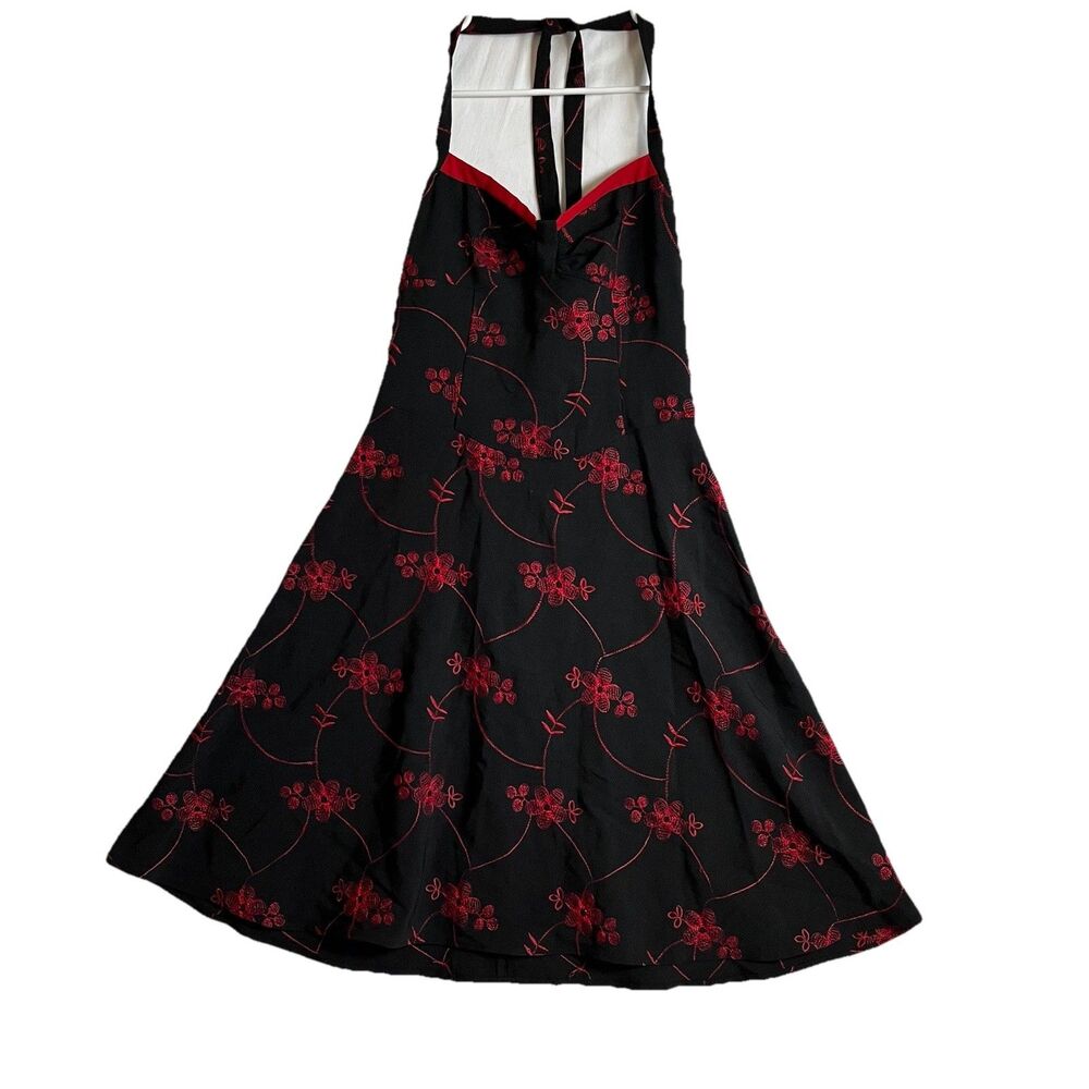 VTG Rampage 1990’s Y2K Sweetheart Halter Dress Black Red Sz 7 Fit S/M Goth Y2K